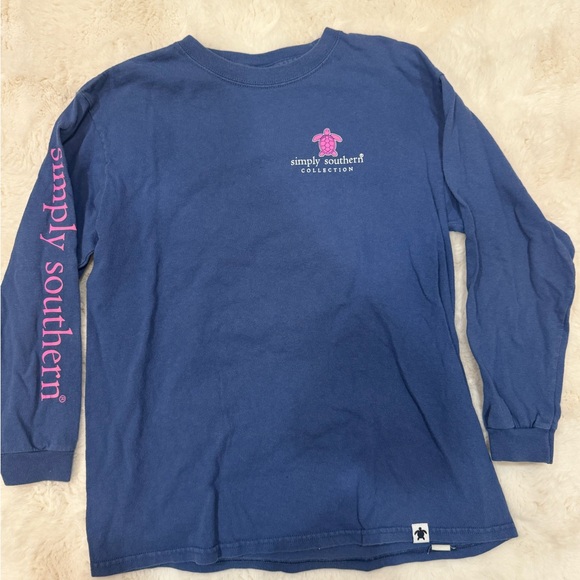 Simply Southern Kids Blue and Pink Long Sleeve Tee - Picture 1 of 2